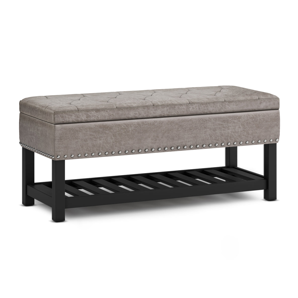 Lomond - Storage Ottoman Bench - Distressed Grey Taupe