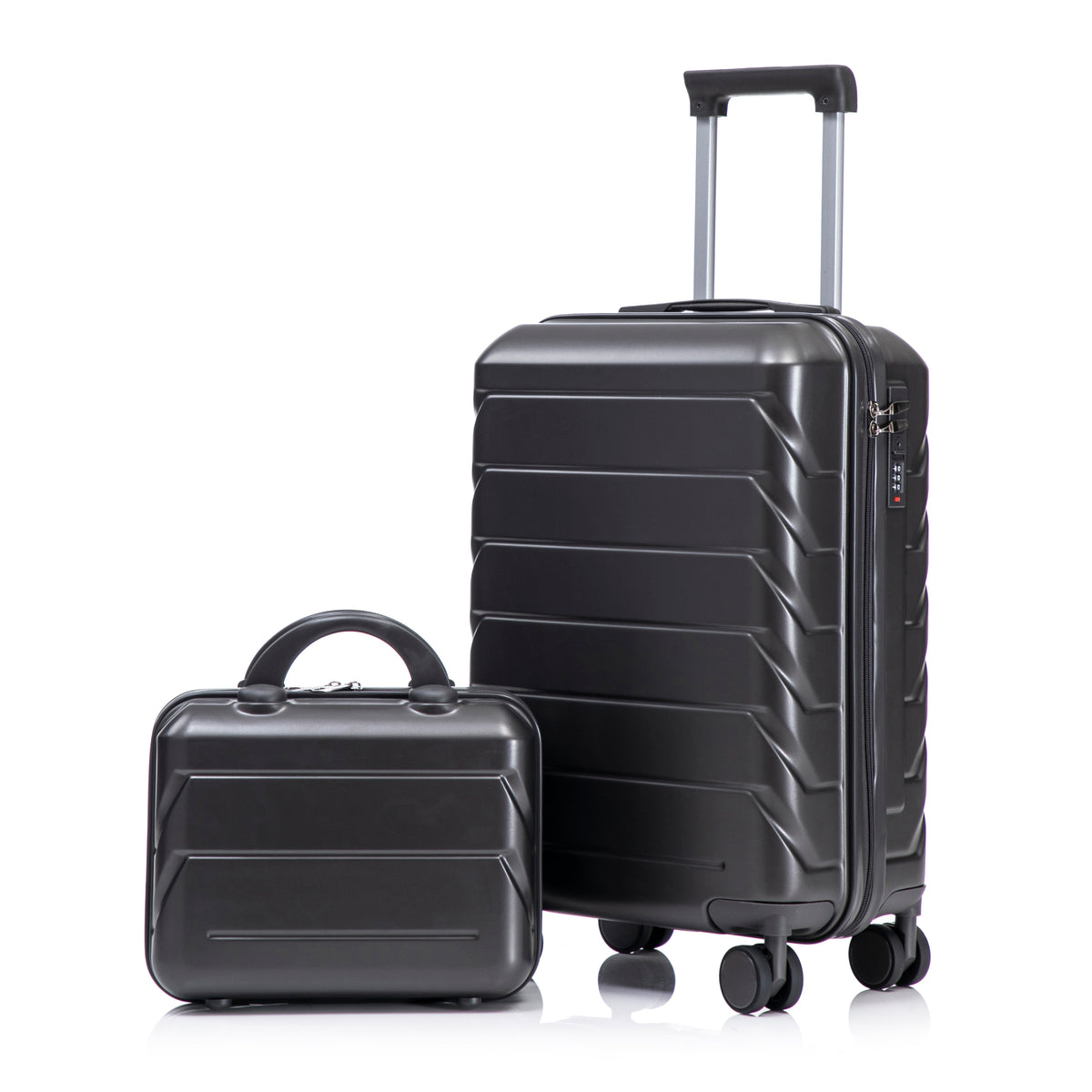 Dark Gray ABS Spinner Luggage Set 14'/20' with Combination Lock & 14' Cosmetic Case