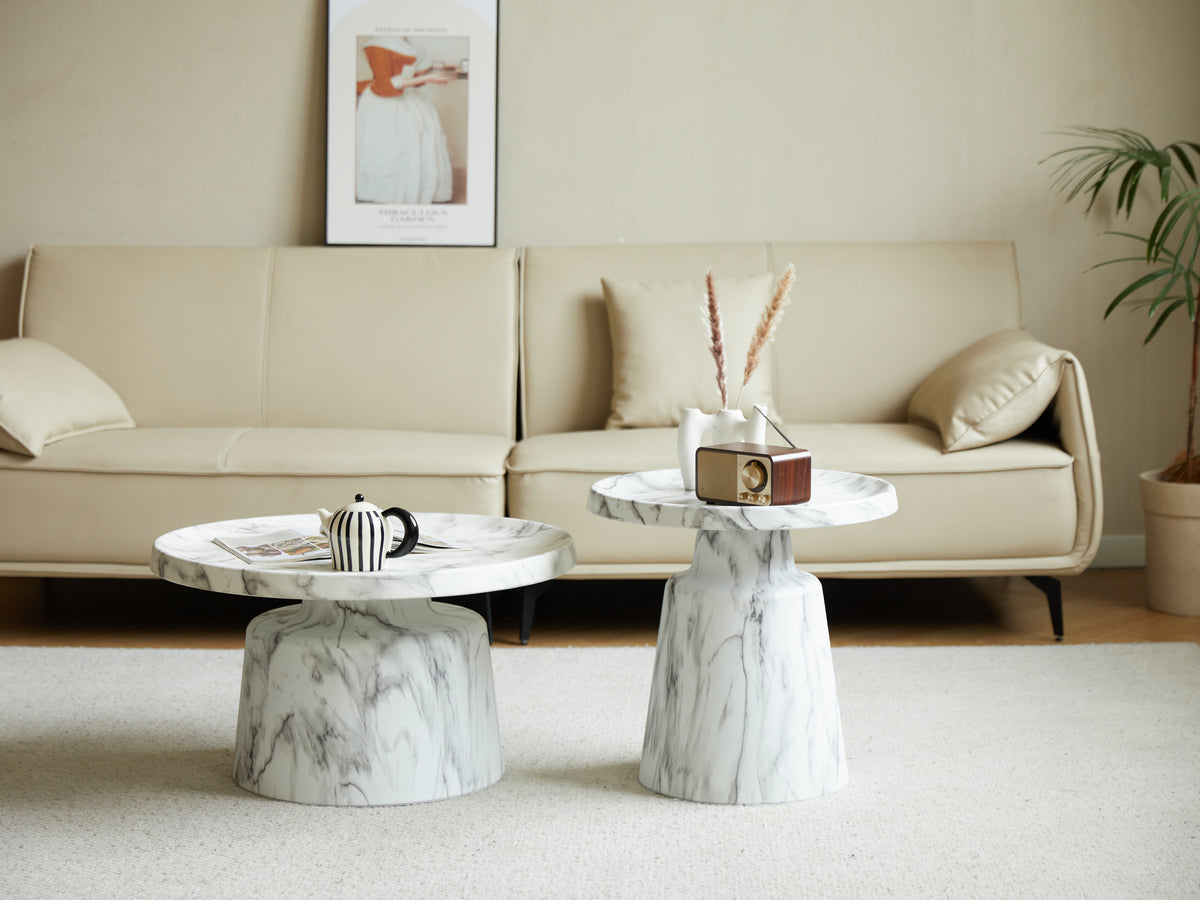 mitation marbed metal end table set