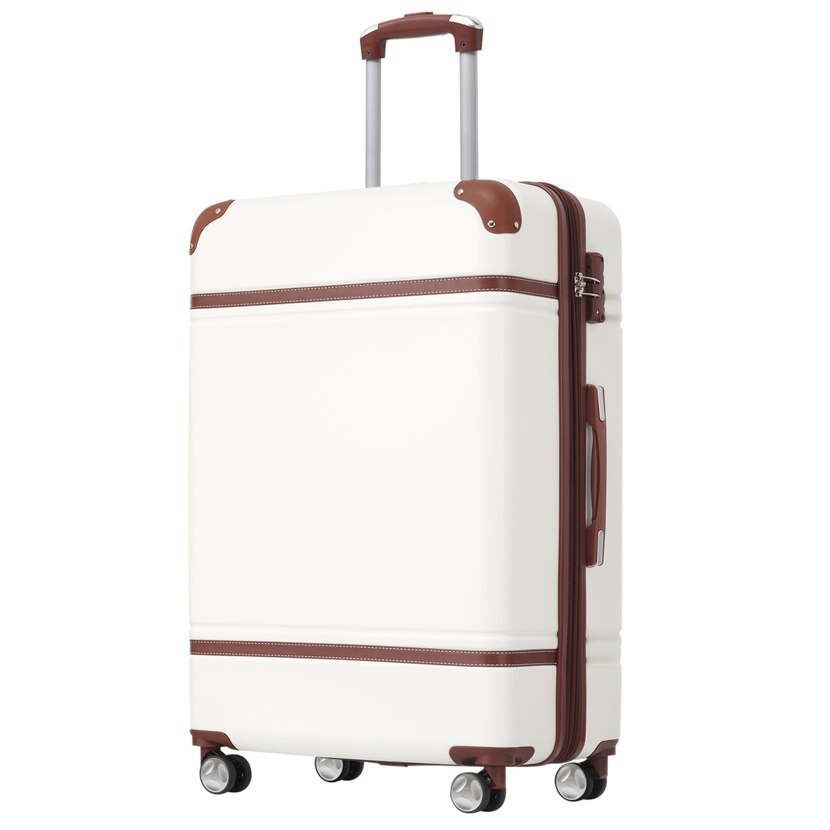 Hardshell Luggage with TSA lock , 24' Expandable Lightweight Suitcase with Spinner Wheels, Single Vintage Luggage,White