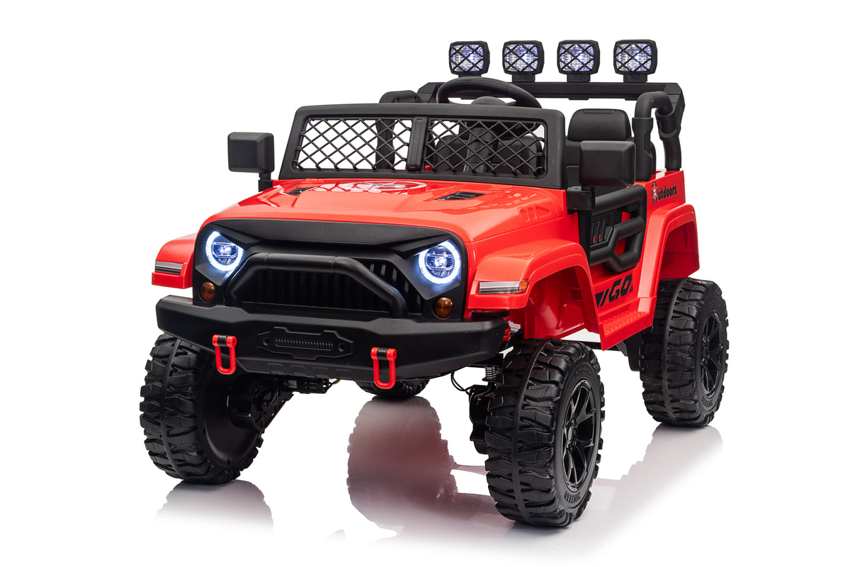 24V7Ah 2 Seater Ride on Jeep, Motor: 4WD × 550, 4-EVA Wheel Ride on Toys for Big Kids with Remote Control, LED Lights & Music, Suspension Spring - Ages 3+