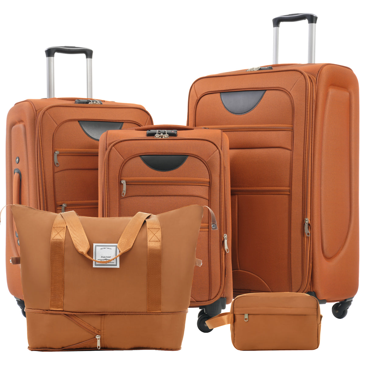 Softside Luggage Expandable 3 Piece Set Suitcase with Duffel Bag Upright Spinner Softshell Lightweight Luggage Travel Set