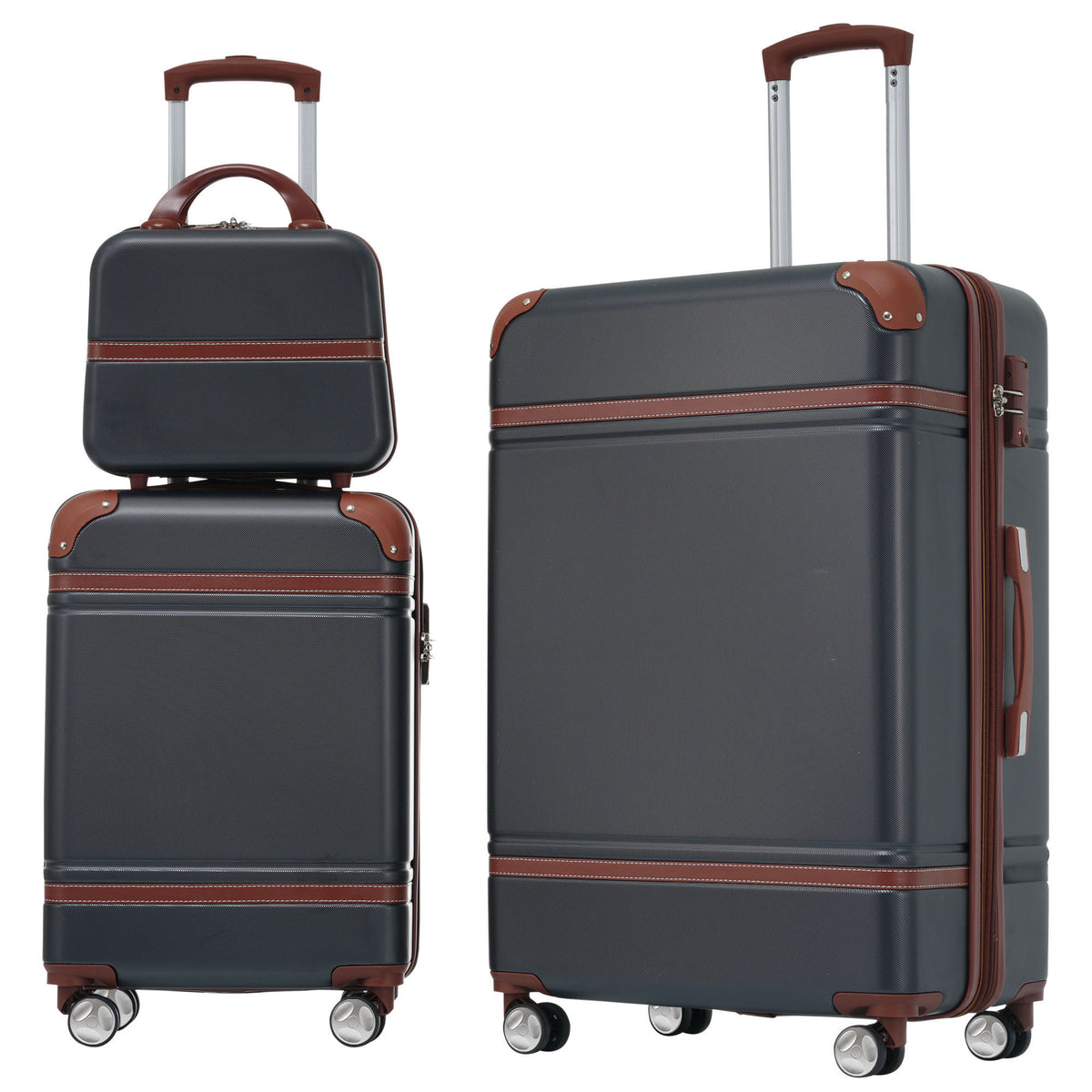 Hardshell Luggage Sets 3 Pieces 20'+28' Luggages and Cosmetic Case Spinner Suitcase with TSA Lock Lightweight