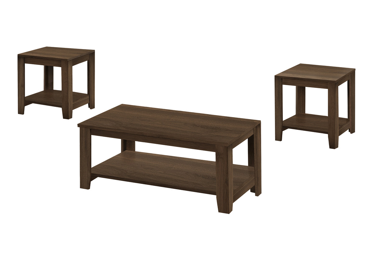 Table Set, 3pcs Set, Coffee, End, Side, Accent, Living Room, Walnut Laminate, Transitional