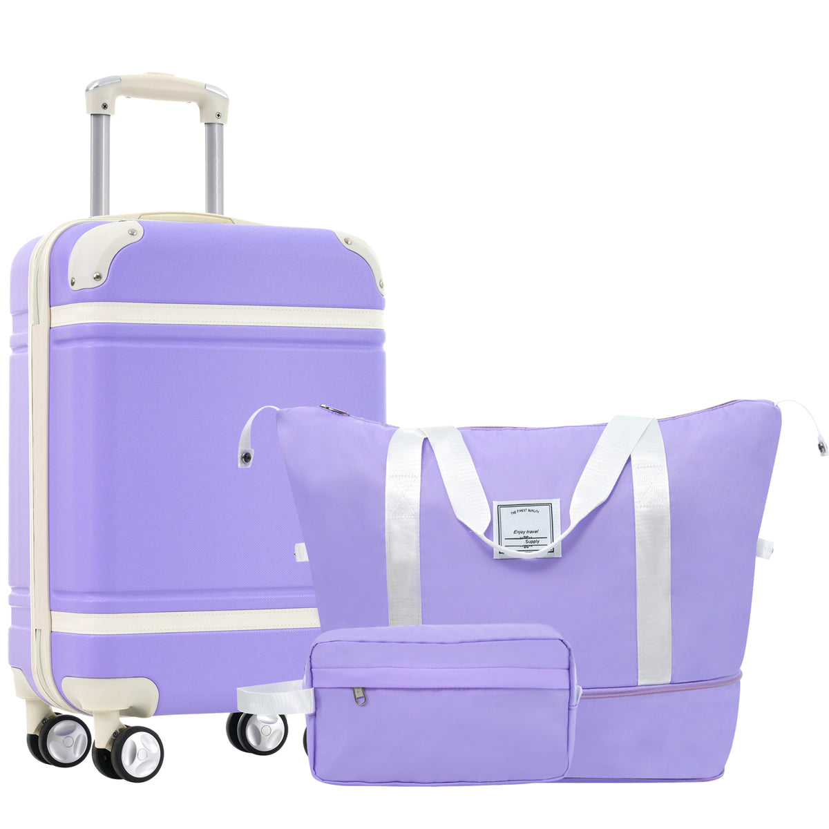 Hardshell Luggage Sets with Bags Carry-on Suitcase Double Spinner Wheels with TSA Lock ,Single Vintage Luggage 20 IN,Purple