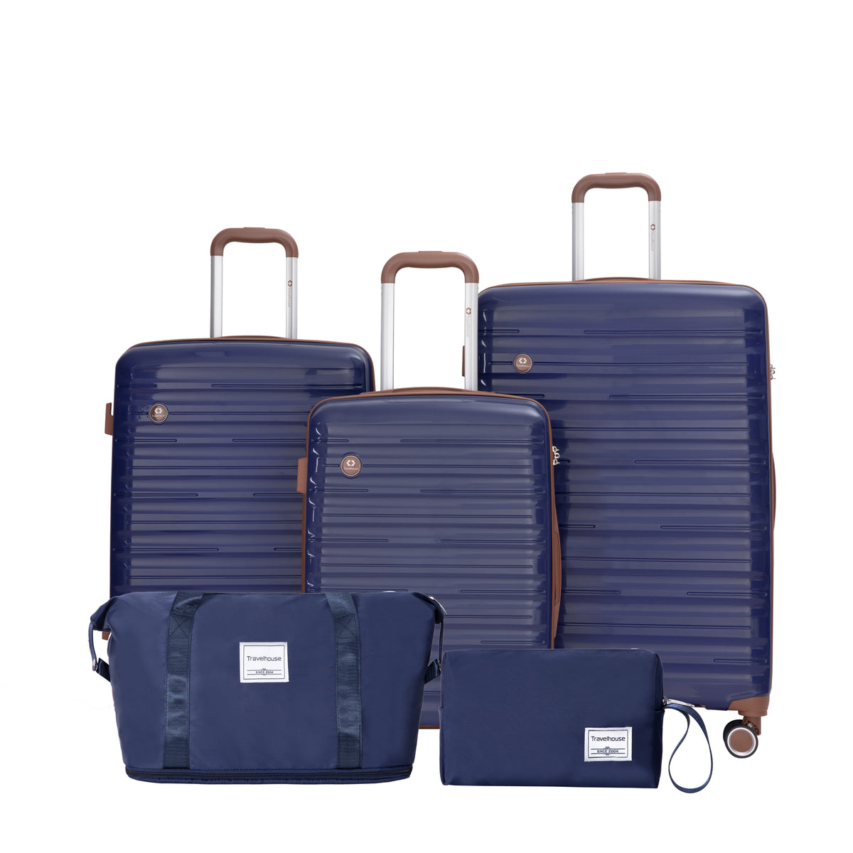 5-Piece Set (20'24'28 +a travel bag and a toiletry bag) ,PP Hardshell Carry on Luggage Set with TSA Lock Carry On Suitcase Luggage Durable Suitcase Color BLUE.