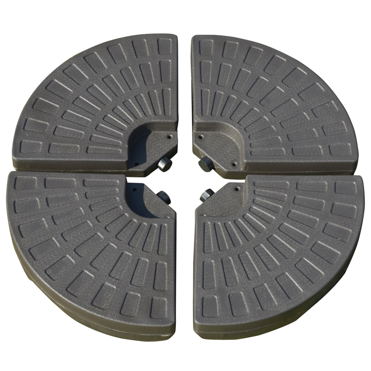 Outsunny 4 Pieces Cantilever Patio Umbrella Base, Fan Shaped Umbrella Weight w/ Built-In Handles & Rugged Material, 148 lbs Water and 220 lbs Water and Sand, Coffee