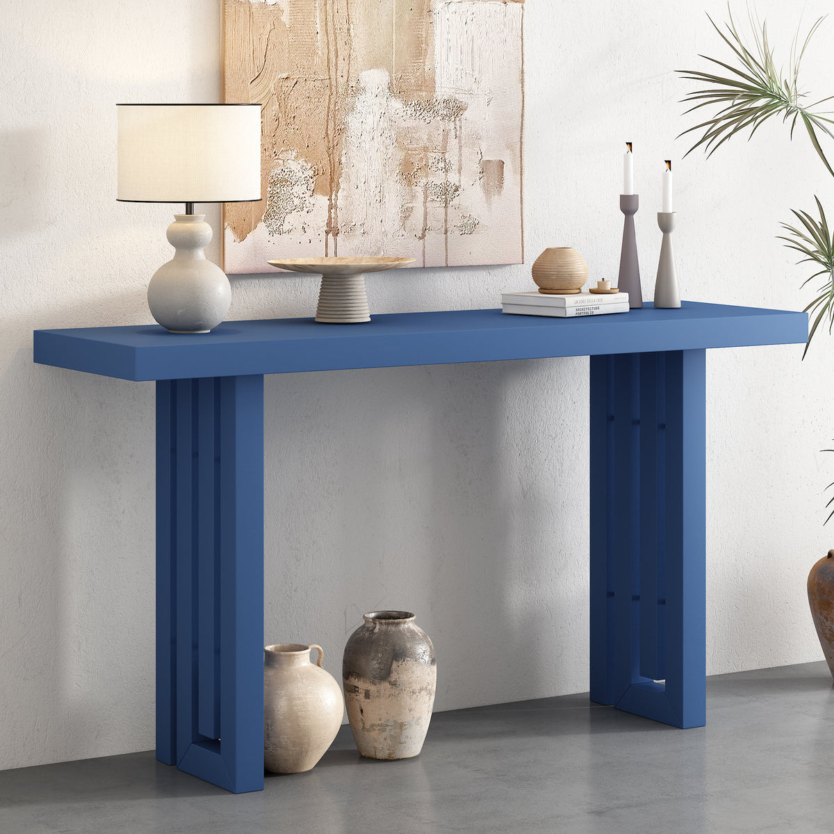 U_STYLE Uniquely Designed Oak Veneer Console Table with Distinctive Side Shapes, Suitable for Entryway, Hallway, Living Room, Foyer, Corridor