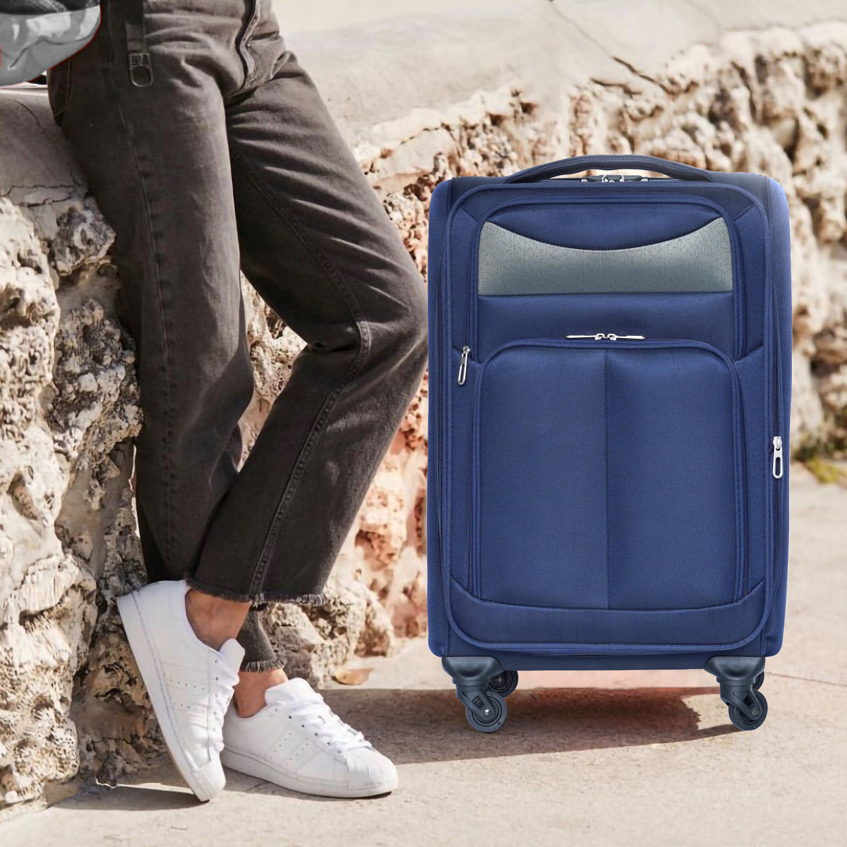 24 inch suitcase Navy blue