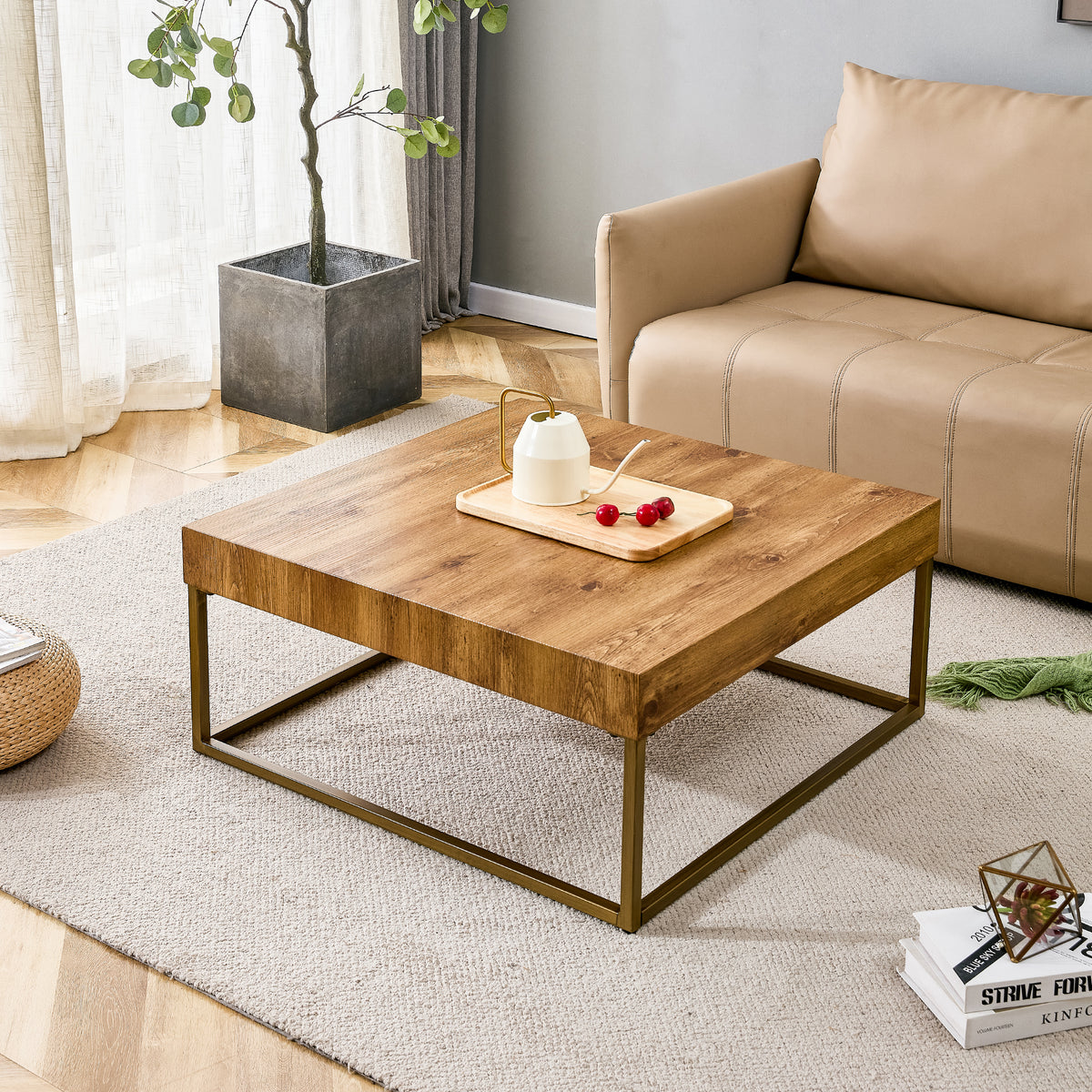 Modern rectangular coffee table, dining table. MDF desktop with metal legs. Suitable for restaurants and living rooms. The size :31.5'*31.5'*14.37'