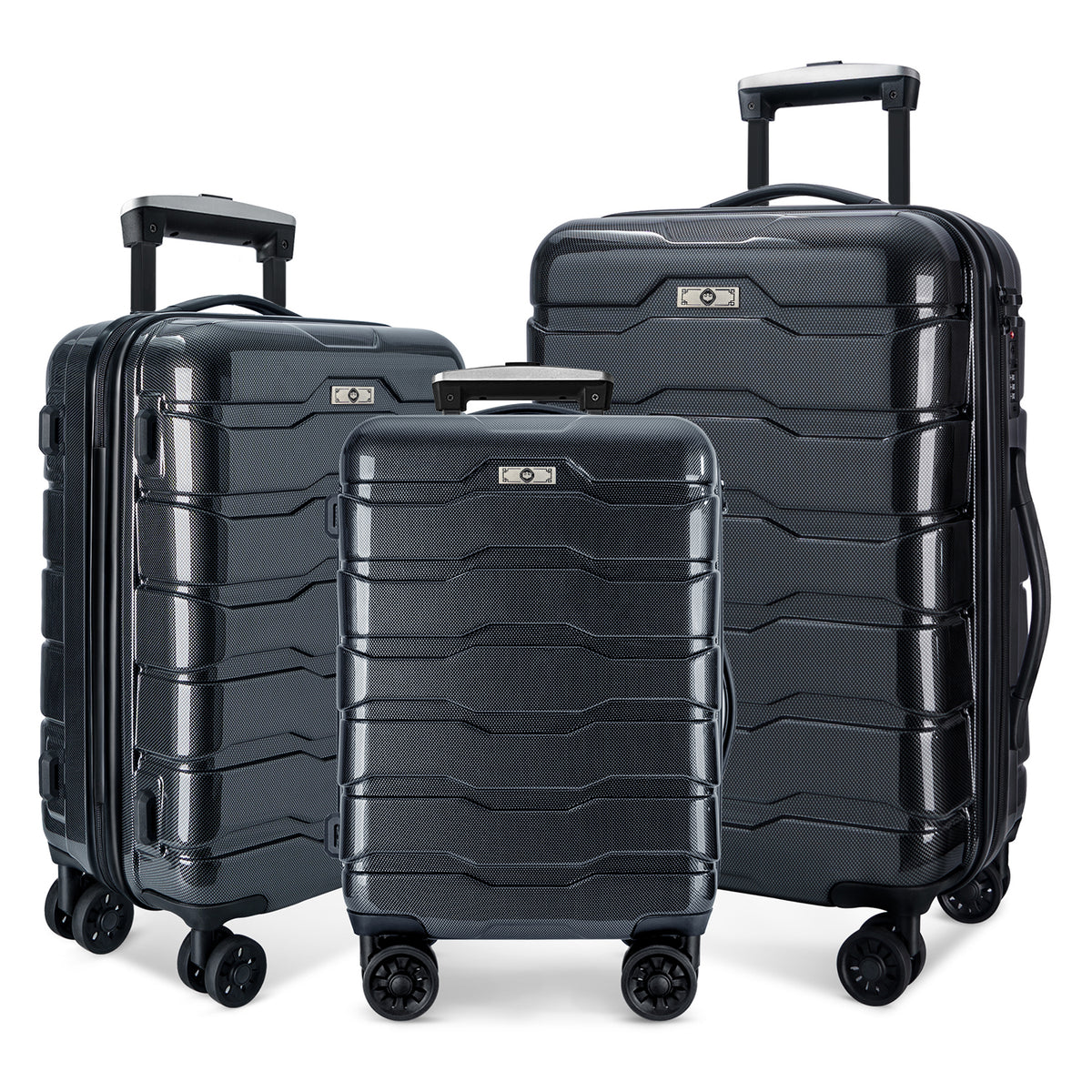 Luggage 3 Piece Sets with Spinner Wheels ABS+PC Lightweight TSA Lock (20'/24'/28'), Polka Dot