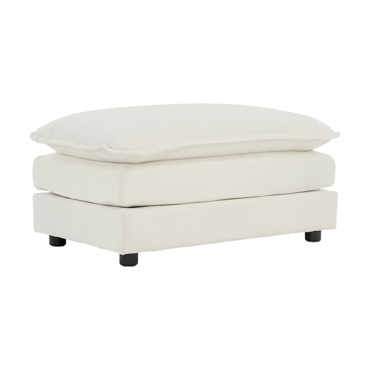 Chenille Fabric Ottomans Footrest to Combine with 2 Seater Sofa, 3 Seater Sofa and 4 Seater Sofa, White Chenille