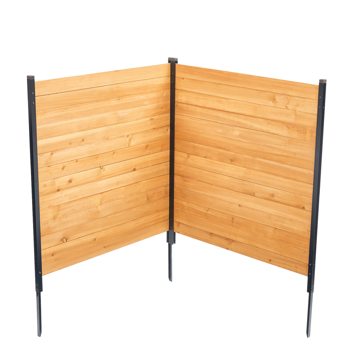Wood Privacy Fence, 38' W x 42' L, 2 Panel Solid Air Conditioner Fence Screen, Pool Equipment Enclosure with Metal Stakes, Easy DIY Installation, Outdoor Trash Can Hider for Garden Decoration