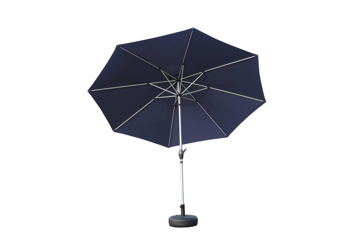 10FT Patio Umbrella, Outdoor Table Umbrella with Push Button Tilt and Crank, UV Protection Waterproof Market Sun Umbrella with 8 Sturdy Ribs for Garden, Backyard, Pool (Navy Blue) - Base Not Include
