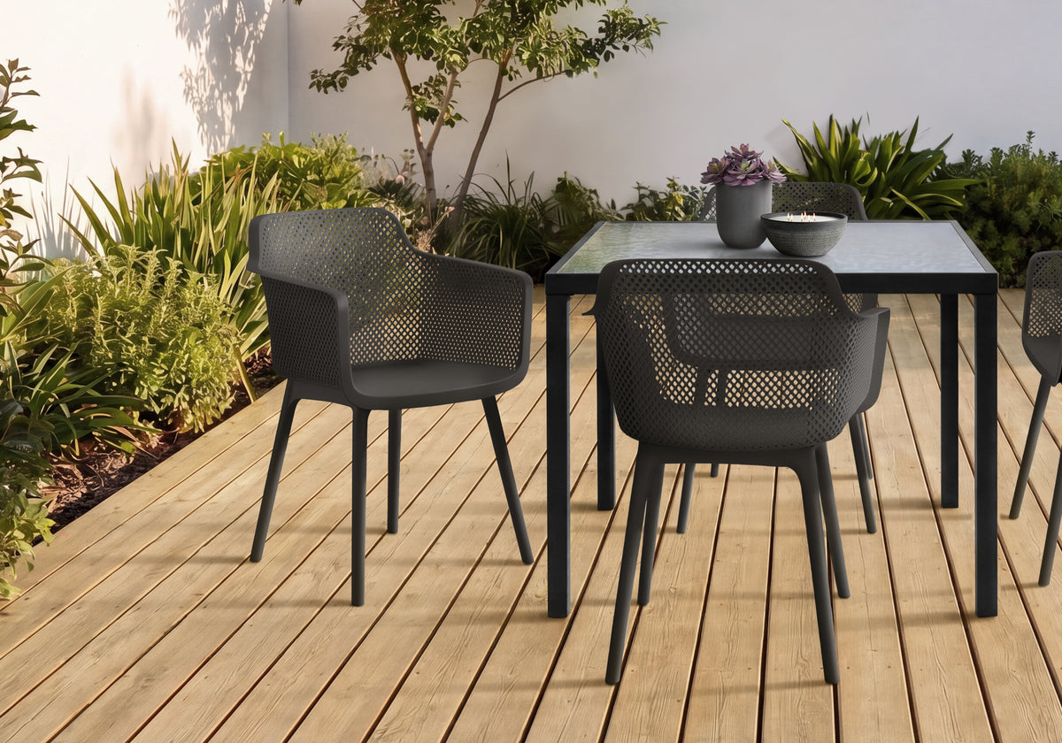 Outdoor Chair, 32'h, Patio Chairs, Set Of 4, Black, Contemporary, Modern