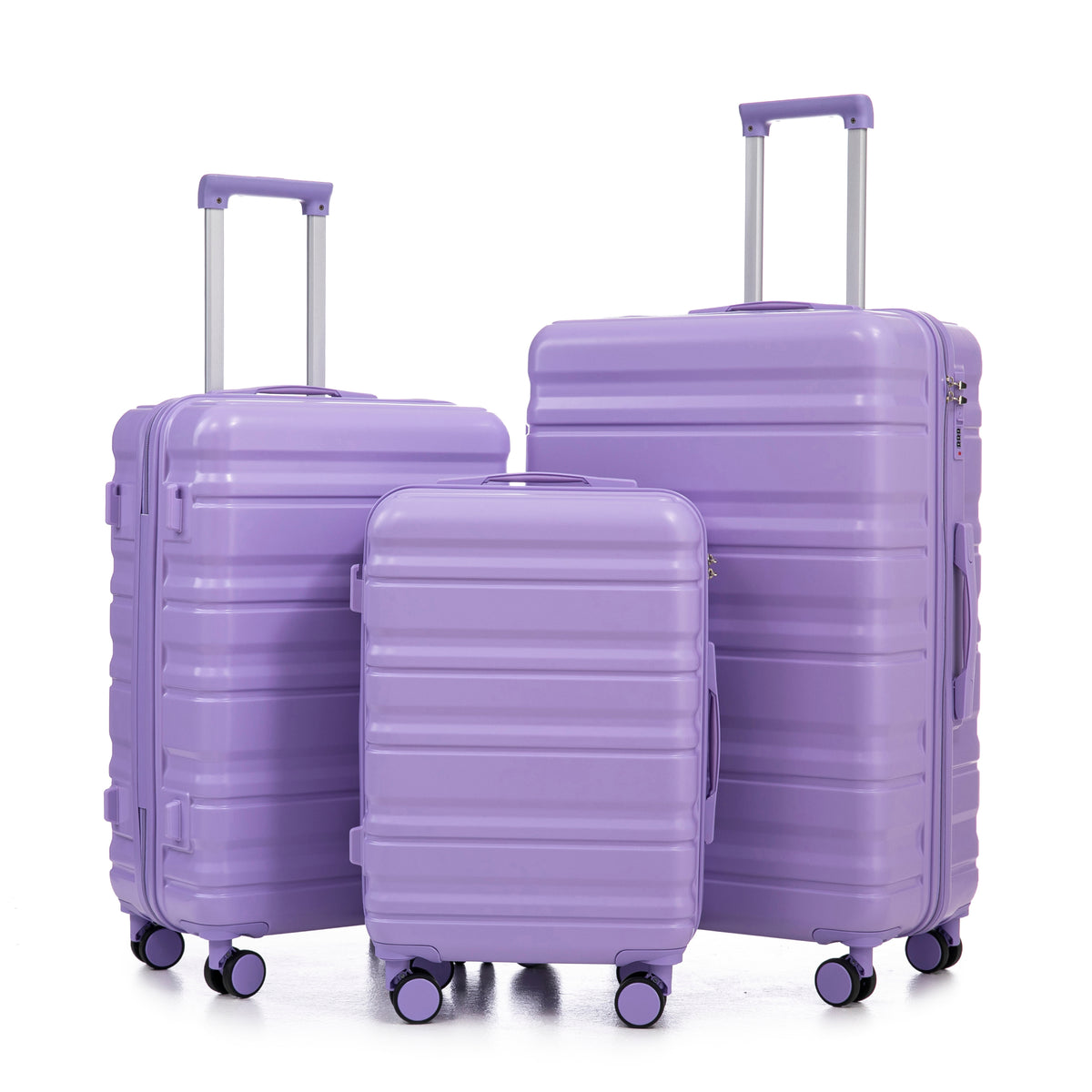 HIFINE TOURIST 20/24/28-Inch 3-Piece ABS Spinner Luggage Set in Blue+Purple, with Combination Lock and Adjustable Handle