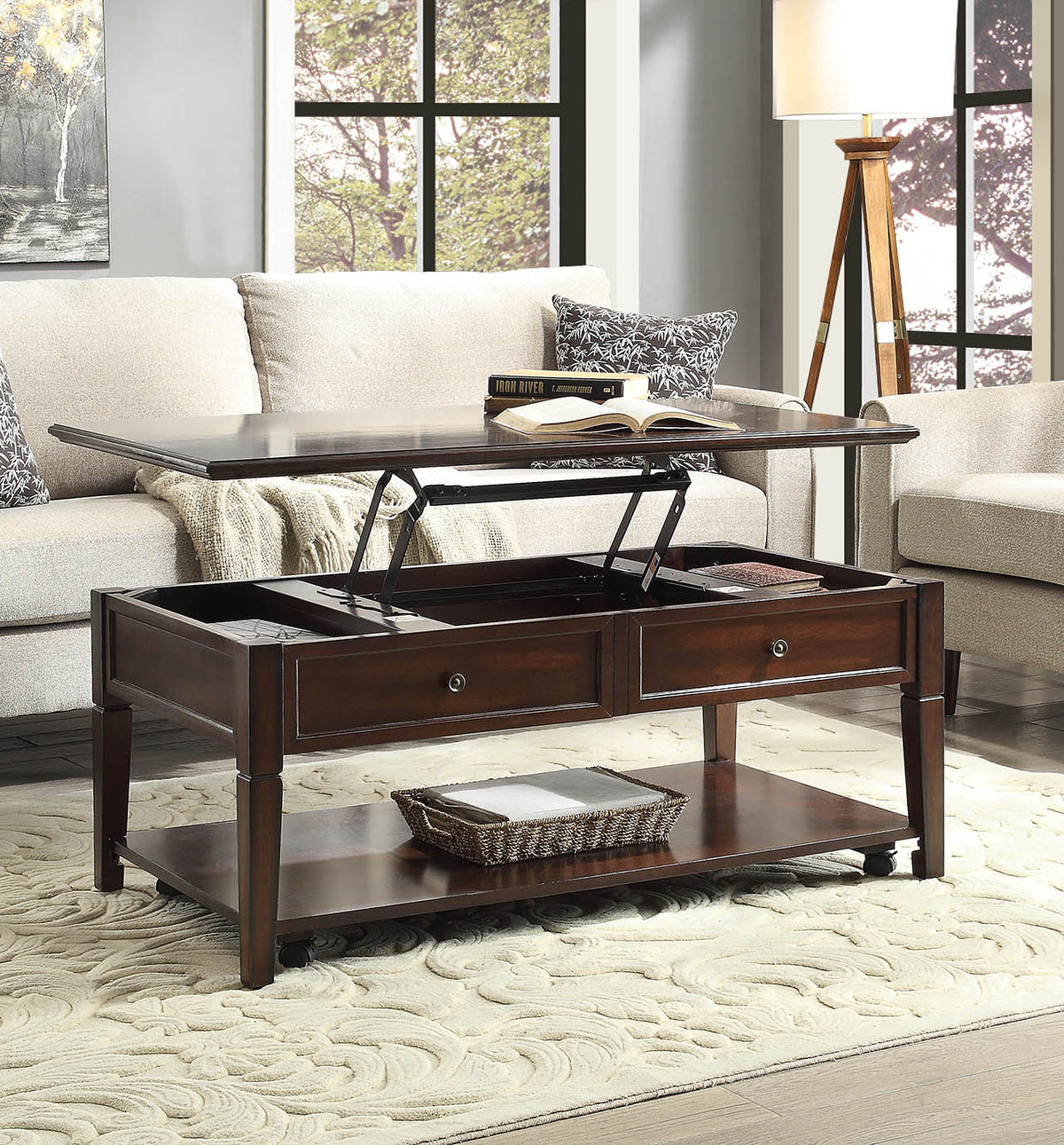 Malachi Walnut Finish Coffee Table W/Lift Top