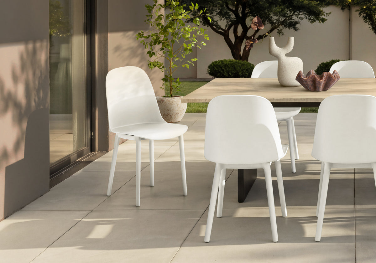 Outdoor Chair, 33'h, Patio Chairs, Set Of 4, White, Contemporary, Modern