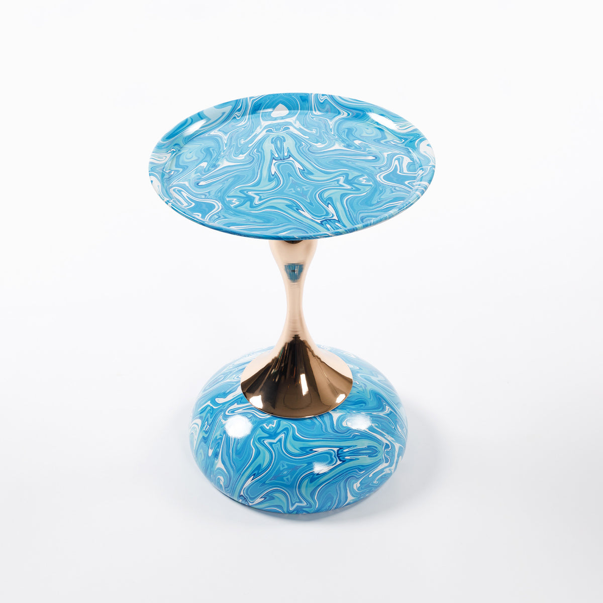Mermaid Tail End Coffee Table Round Side Table, Modern Metal Pedestal Table, Minimalist Accent Table for Small Spaces, Drink Martini Table Decoration for Living Room