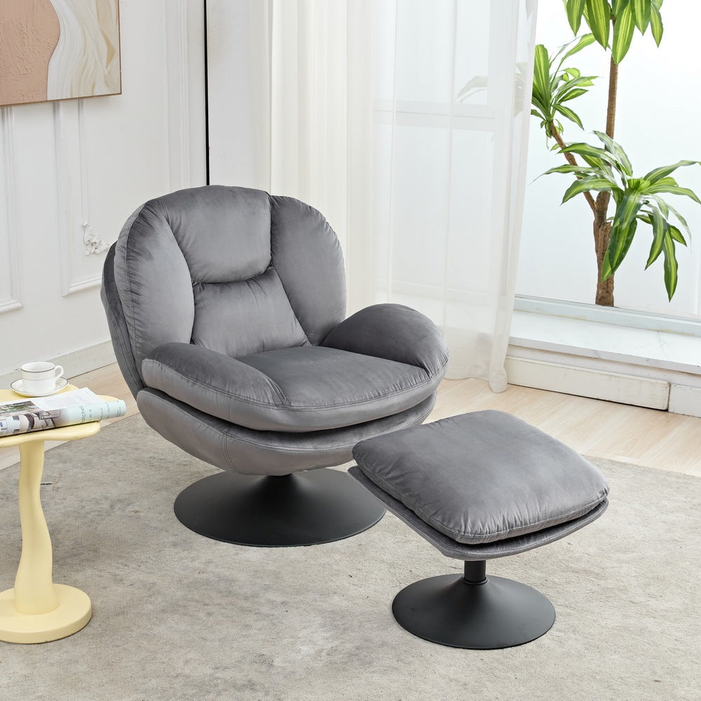 39A Rocking and Swivel Leisure chair lounge chair velvet GREY color with ottoman