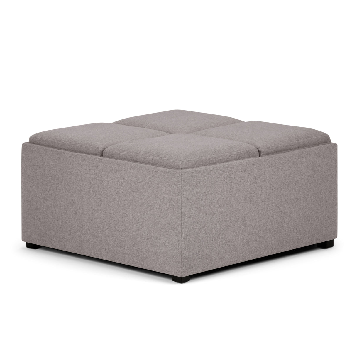 Avalon - Square Coffee Table Storage Ottoman - Cloud Grey
