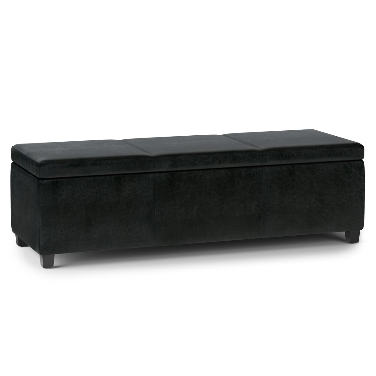 Avalon - Extra Large Storage Ottoman Bench - Midnight Black