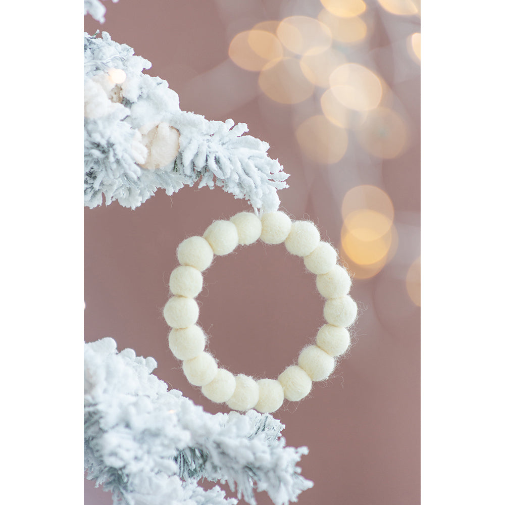6.7' Cream Ball Wreath, Christmas Tree Ornaments for Holiday Party Decorations, Set of 6