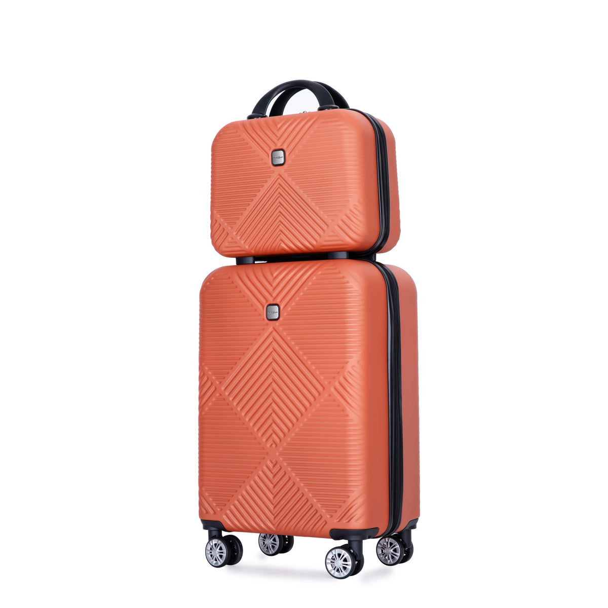 2 Piece Luggage Sets ABS Lightweight Suitcase , Spinner Wheels, (20/14) Dark Orange