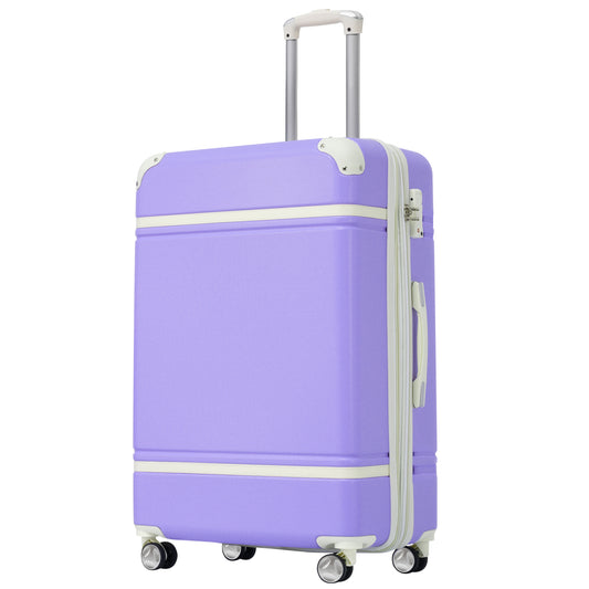 Hardshell Luggage with TSA lock , 24' Expandable Lightweight Suitcase with Spinner Wheels, Single Vintage Luggage,Purple