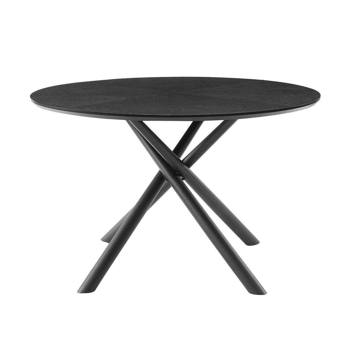 47.25'' Round MDF Coffee Table End Table Short Leisure Tea Table Cross Legs Metal Base, Easy to Assemble,BLACK