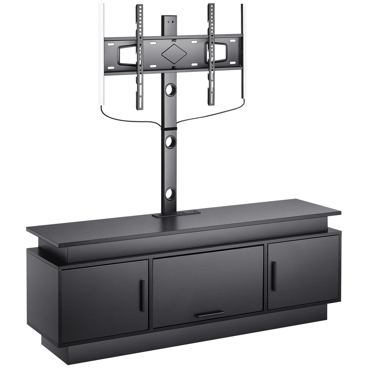 52' TV Stand with Mount for up to 75 in TVs, Entertainment Center with Power Outlet & LED Lights, Height Adjustable TV Console with Mount with 3 Tiers Storage Cabinets for Bedroom, Living Room