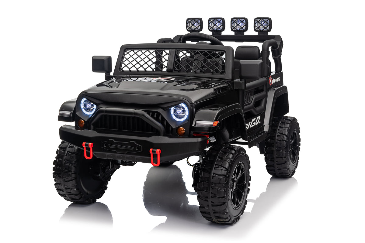 24V7Ah 2 Seater Ride on Jeep, Motor: 4WD × 550, 4-EVA Wheel Ride on Toys for Big Kids with Remote Control,  LED Lights & Music, Suspension Spring - Ages 3+