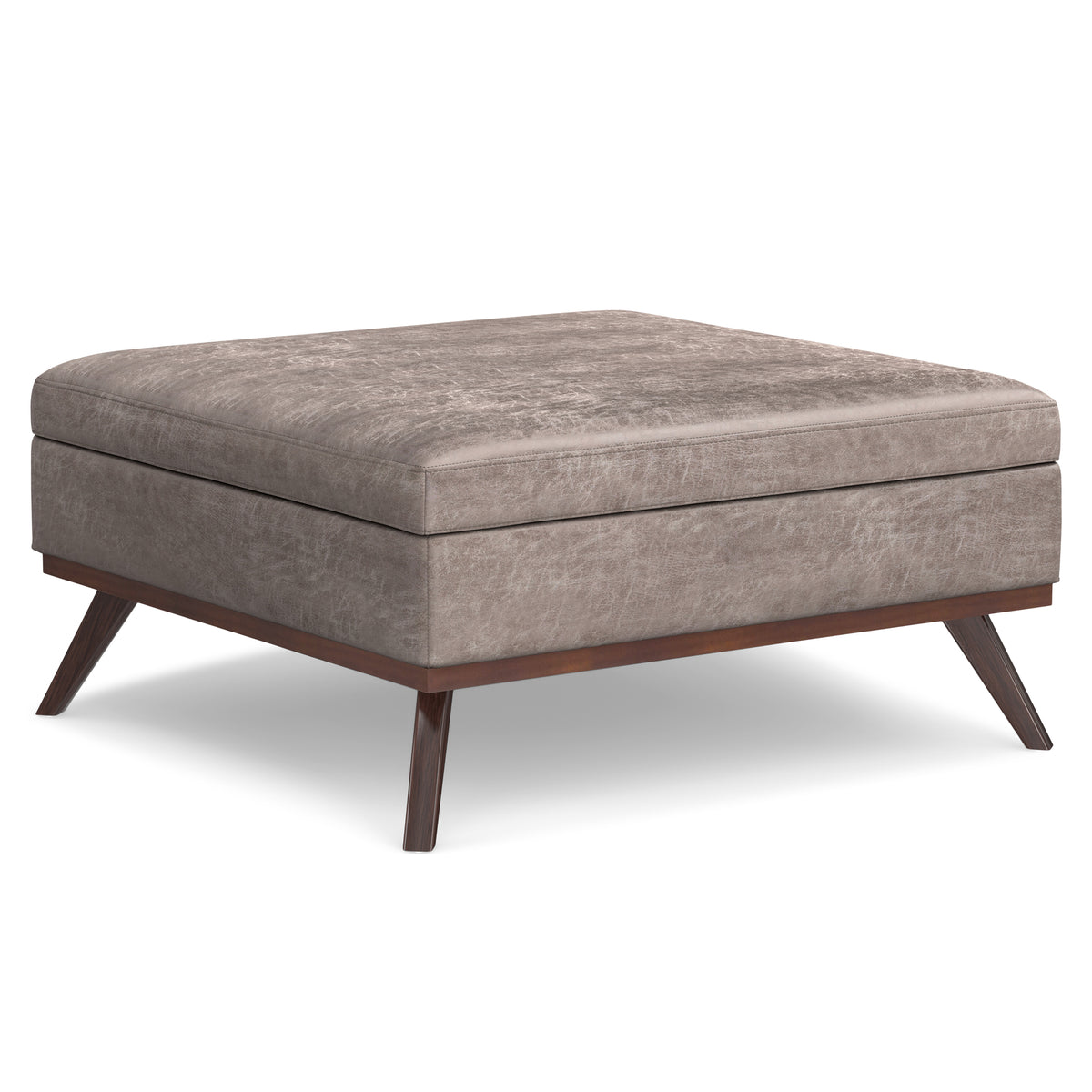 Owen - XL Square Coffee Table Storage Ottoman - Distressed Grey Taupe