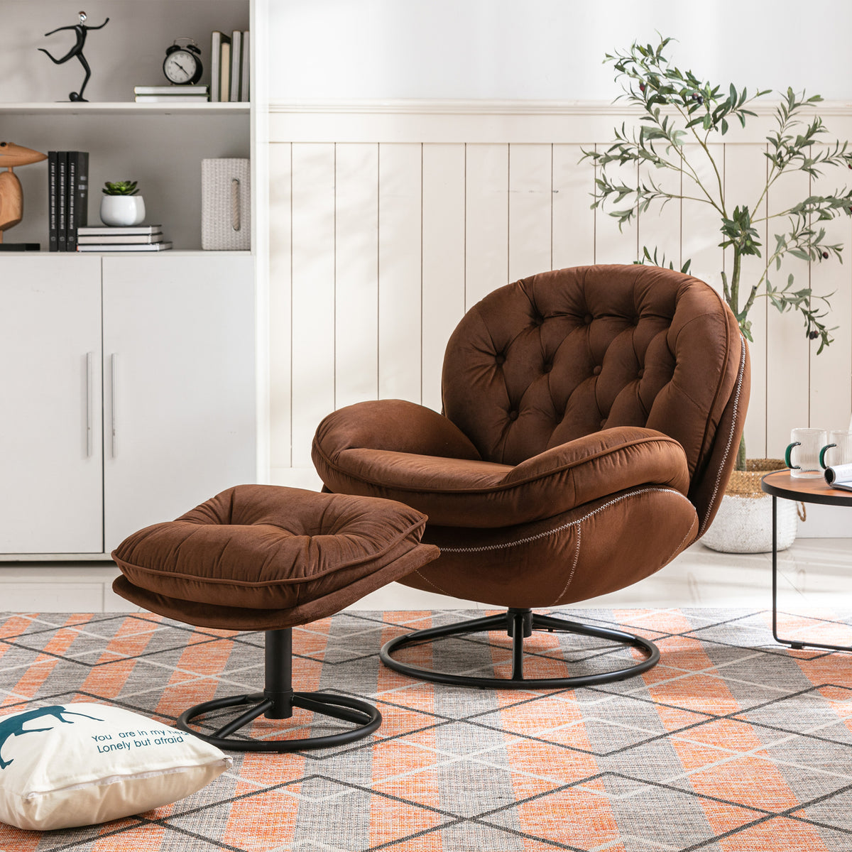 Accent chair  TV Chair  Living room Chair  with Ottoman-BROWN