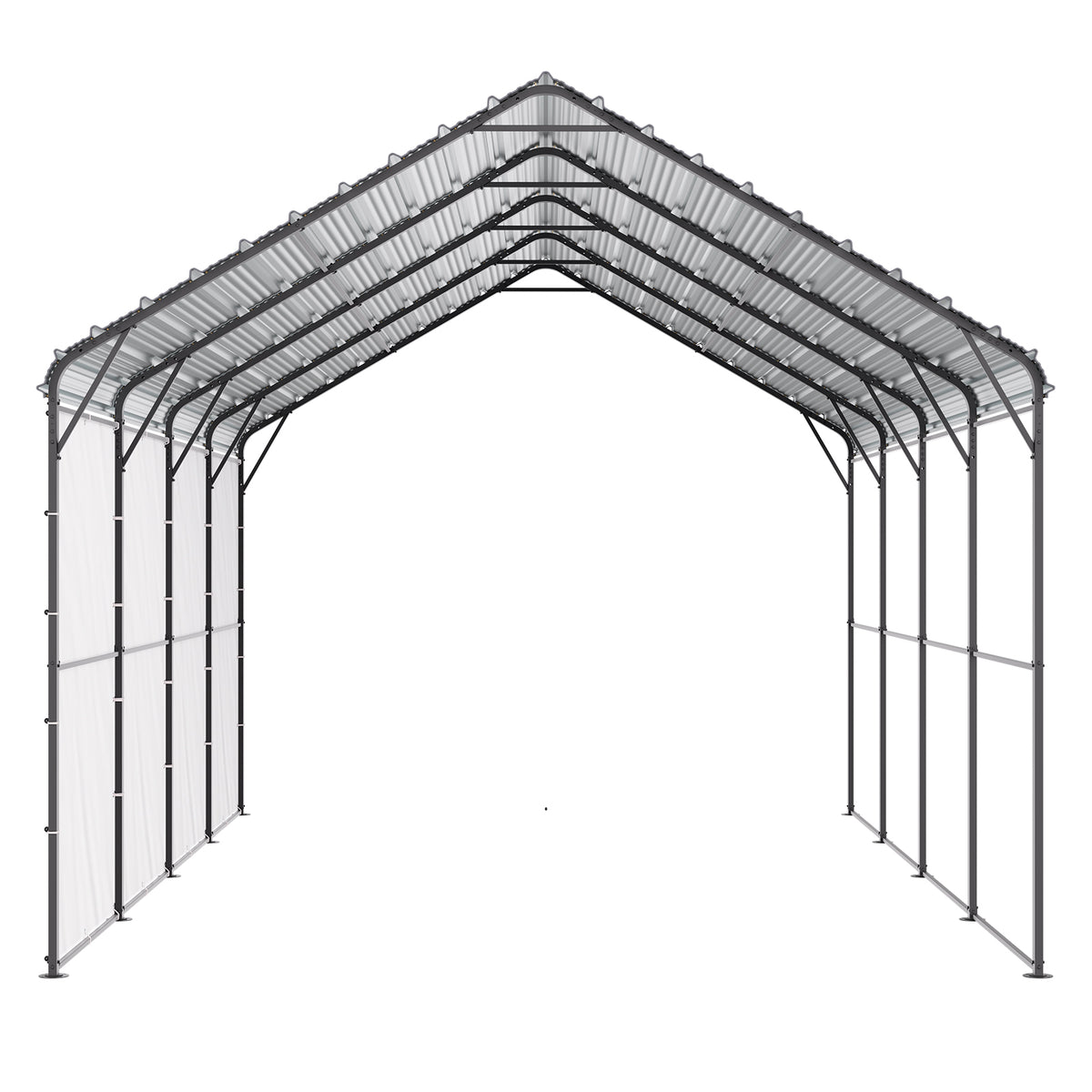 Heavy Duty Metal Carport, 12' x 20' Outdoor Carport with Galvanized Steel Frame & Roof, Car Tent Garage Shade with Removable Sidewalls, Multi-Use Car Shelter for Pickup, Boat, Car & Tractors