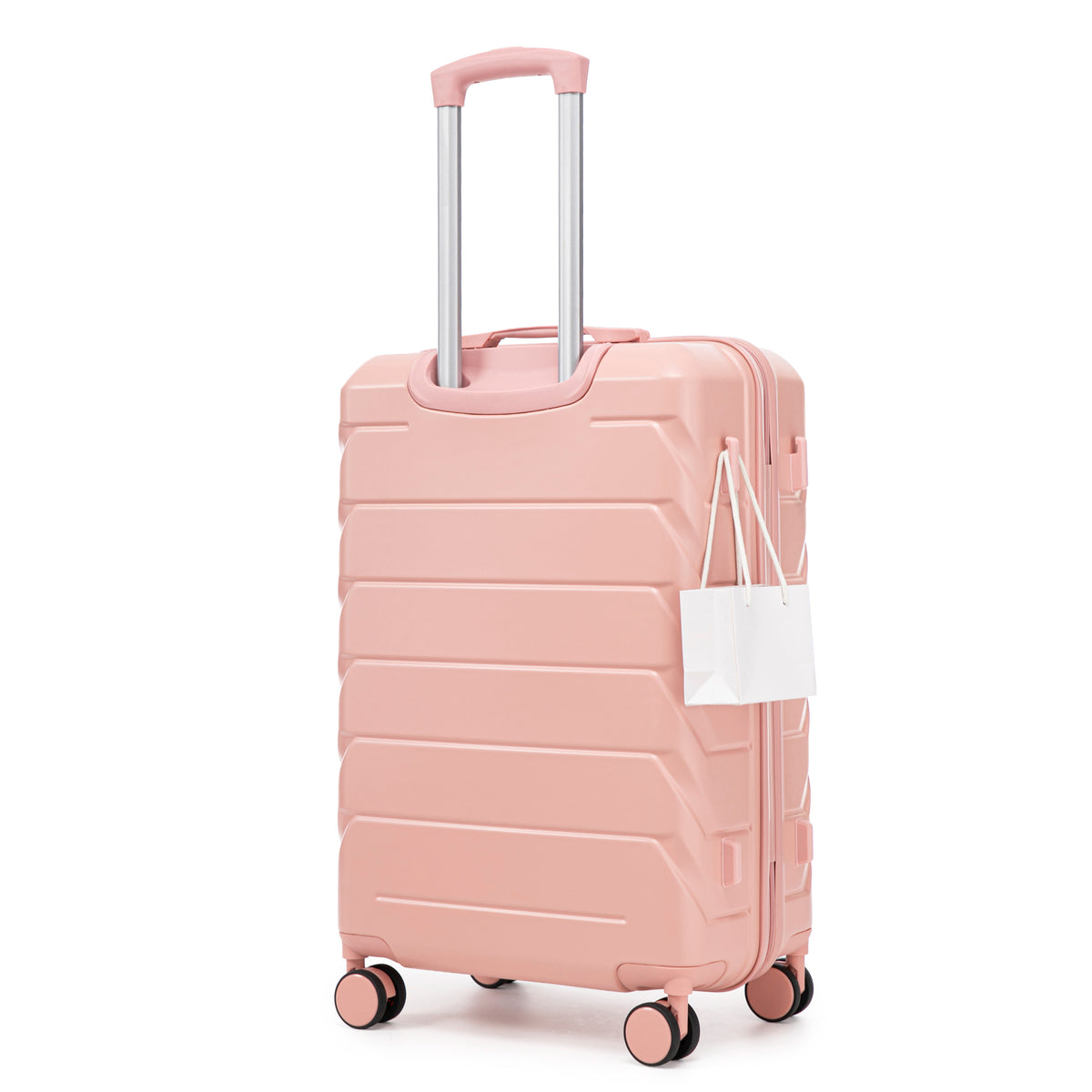 28' Large Suitcase, ABS Hardshell, Upgraded Crack-Resistant Iron Handle, Combination Lock, 360° Spinner Wheels, Side Handle, Side Hook – Durable Checked Luggage.(Pink)
