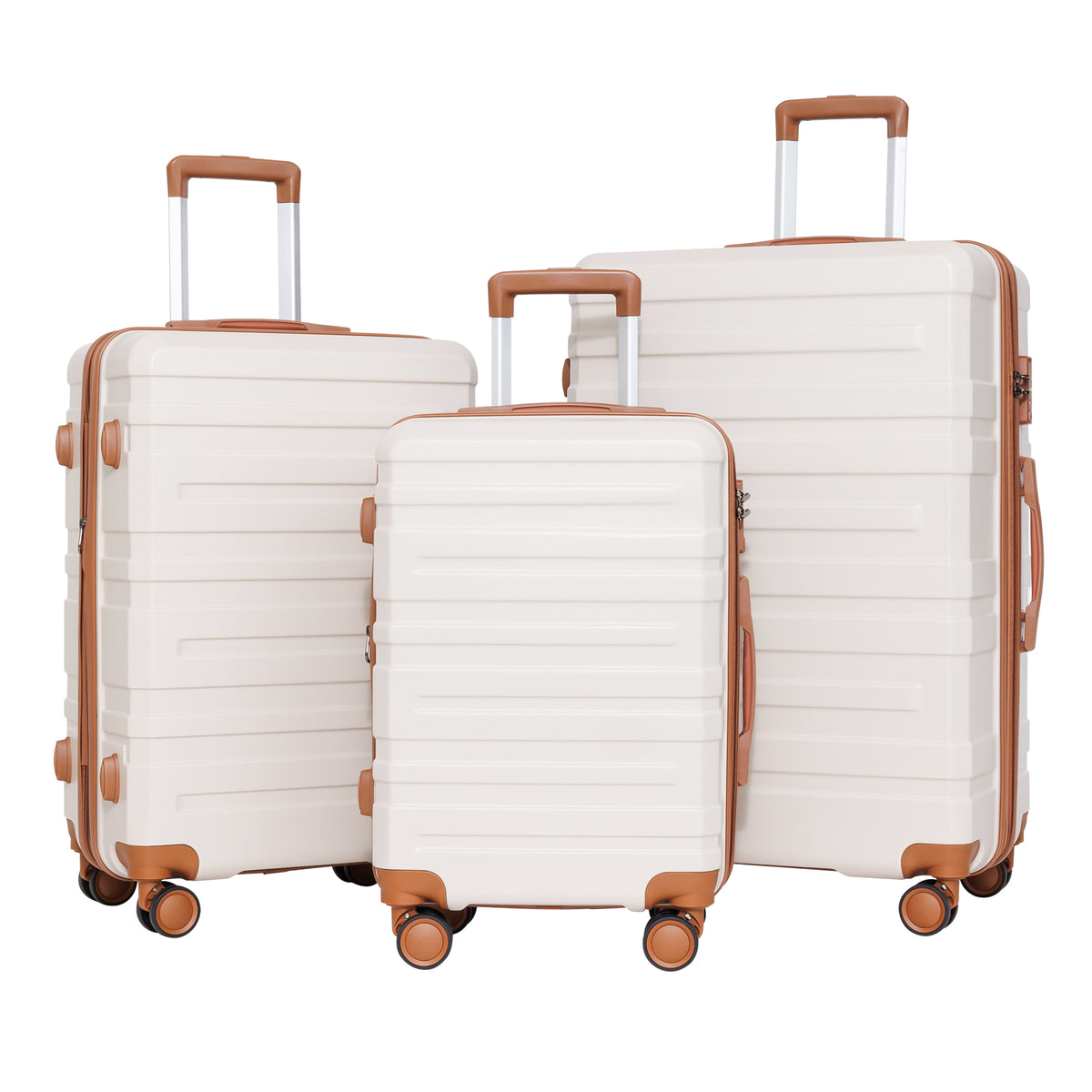 luggage sets 3 piece,carry-on luggage with wheels,check in luggage,28/24/20 inch luggage,tsa approved lock,hardshell suitcase,Blue ,Beige