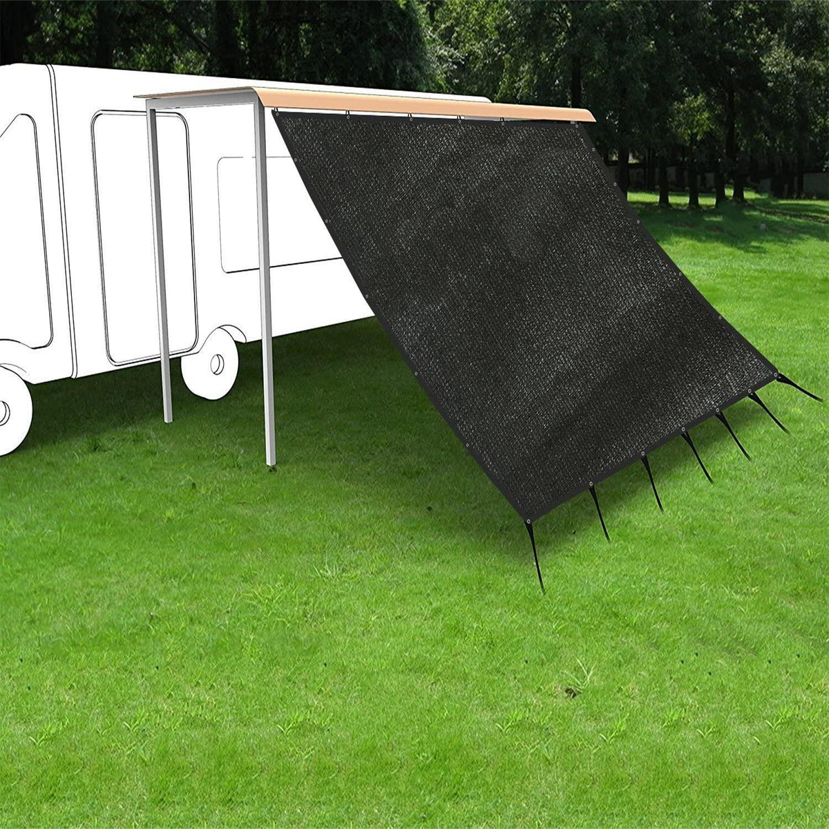 Origin RV Awning Privacy Side Sunblock Shade Drop, Black