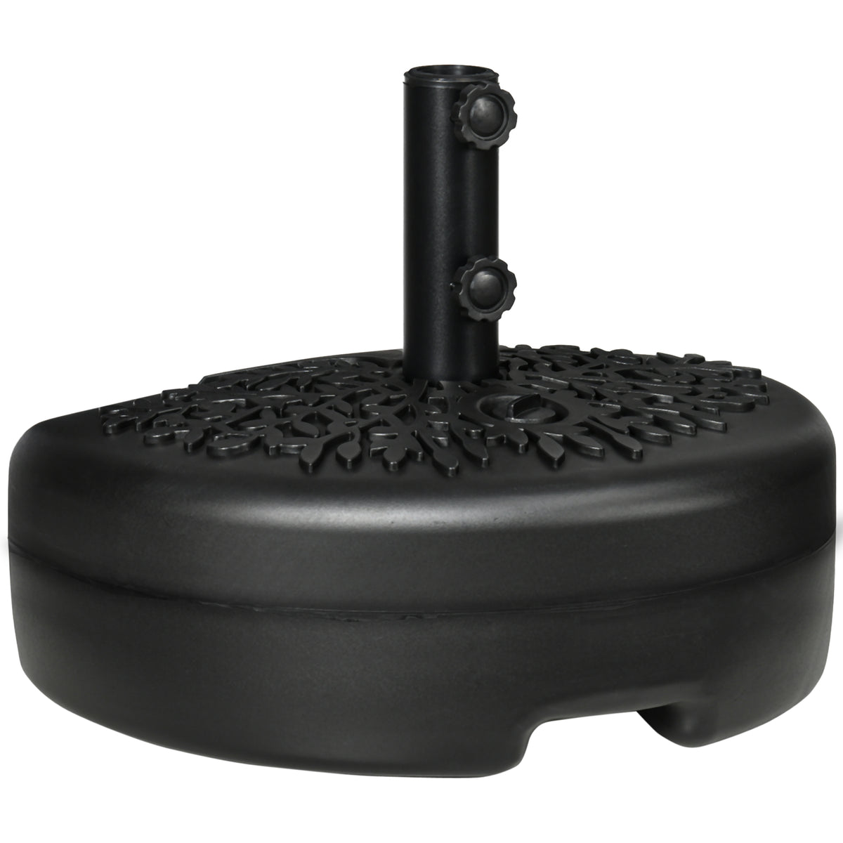 Outsunny Half Round Umbrella Base, Sand or Water Filled Half Patio Umbrella Stand Holder for Lawn, Deck, Backyard and Garden, 40lb Capacity Water or 46lb Capacity Sand, Fit 1.5'or 2' Pole, Black