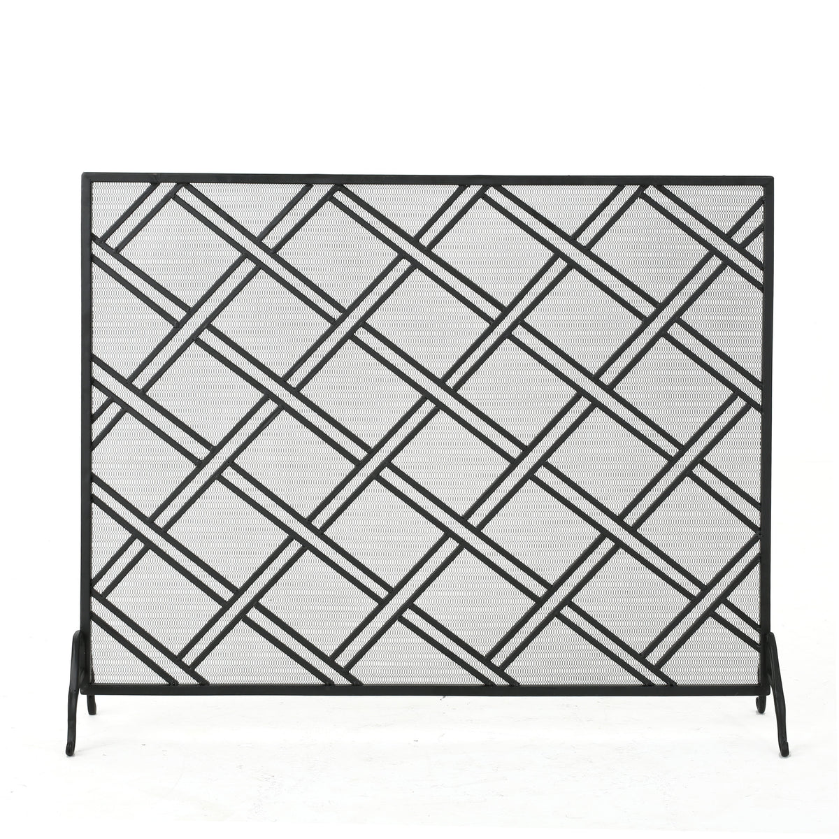 Elegant Design Fire Screen Protective Barrier Black Iron 44 x 11 x 35.5 inches
