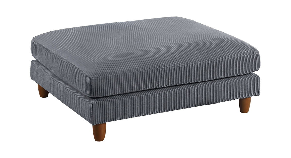 Living Room Furniture 1pc Cocktail Ottoman Dark Gray Corduroy Cushion Extra Large Ottoman Wood Legs