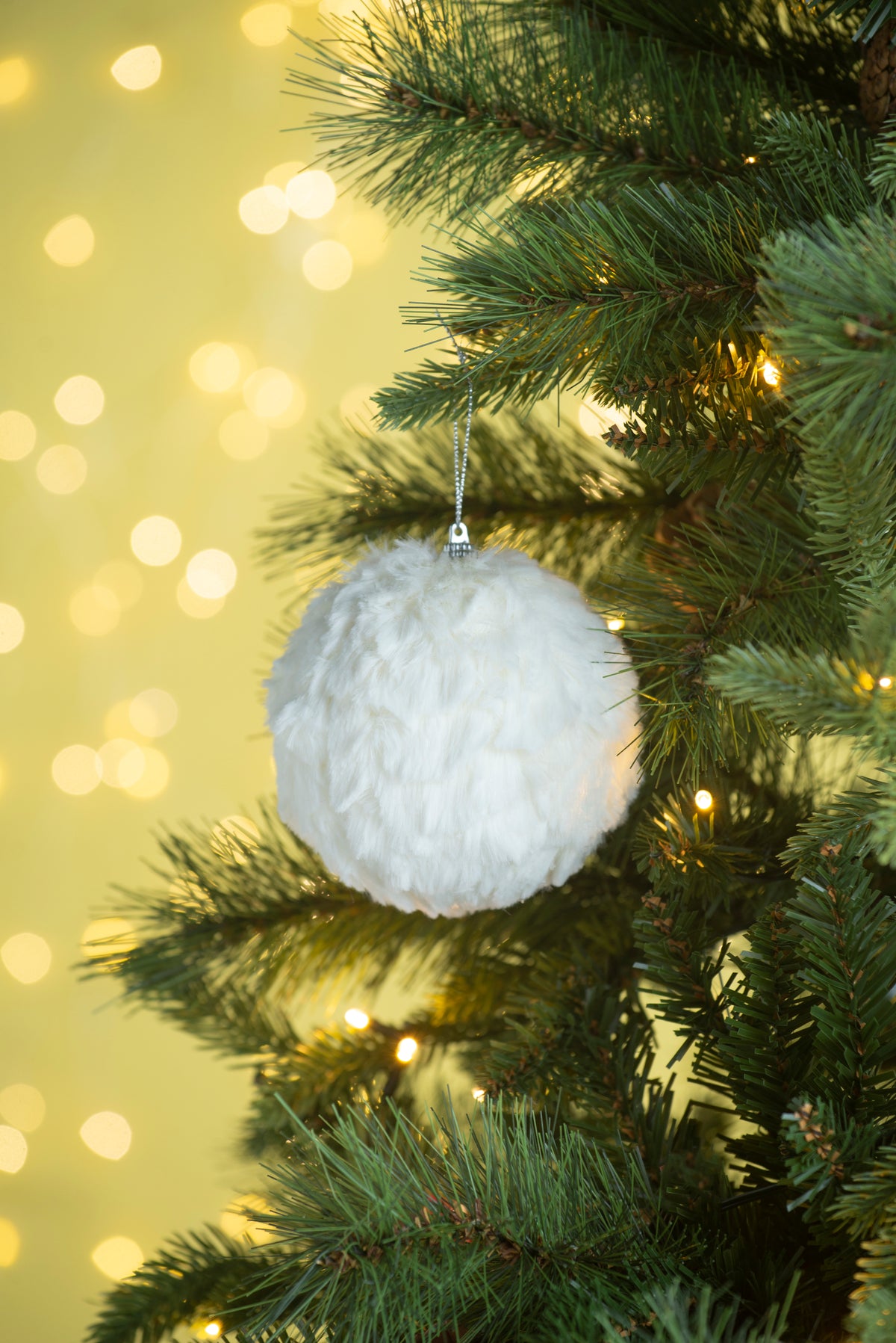 4' Cream Ruffle Ball Ornament, Decorative Hanging Ball Christmas Tree Ornaments for Holiday Party Decorations, Set of 6