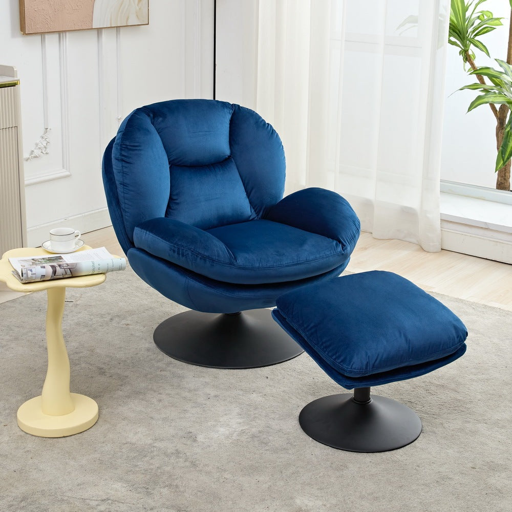 39A Rocking and Swivel Leisure chair lounge chair velvet BLUE color with ottoman