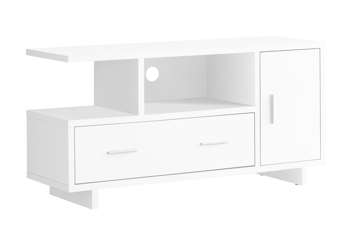 Tv Stand, 48 Inch, Console, Media Entertainment Center, Storage Cabinet, Drawers, Living Room, Bedroom, White Laminate, Contemporary, Modern