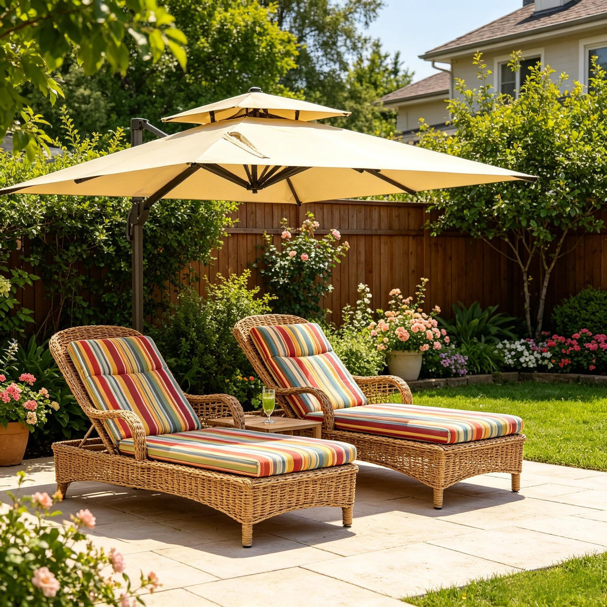 Modern Outdoor Canopy Umbrella,Cantilever Patio Umbrella,Offset Garden Umbrella(Only 1pcs Cross Base and 1pcs Umbrella Included,No Counterweight Base)