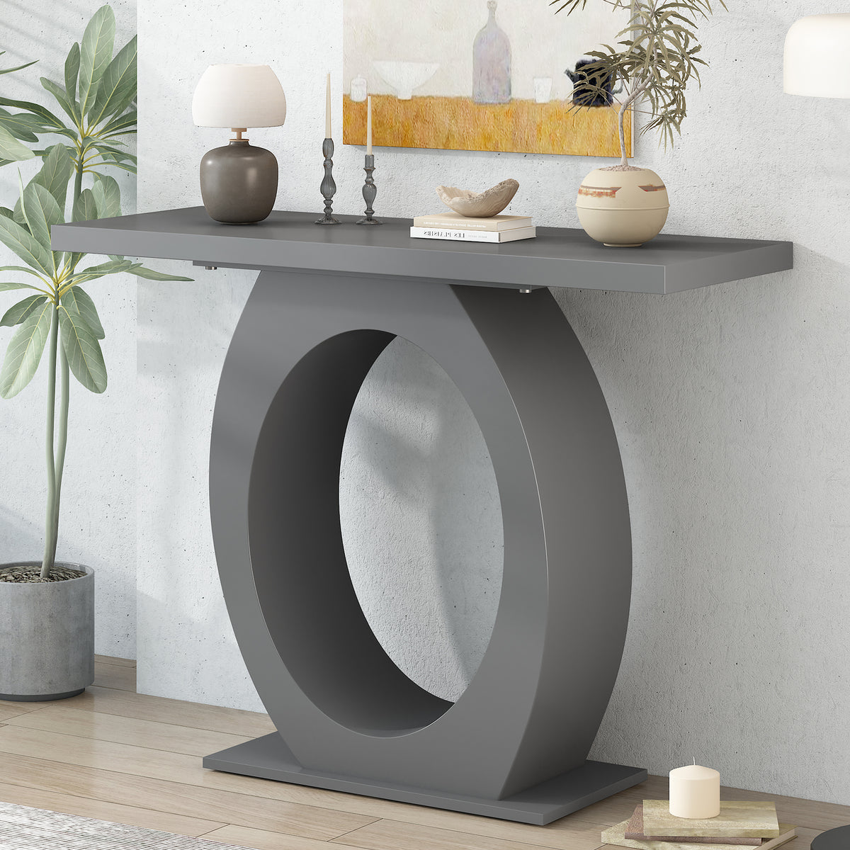 Mirod Stylish Modern Console Table with Egg-Shaped Base,Enhanced Stability and Durability,Sleek Design for Home Decor,Perfect for Living Room or Bedroom