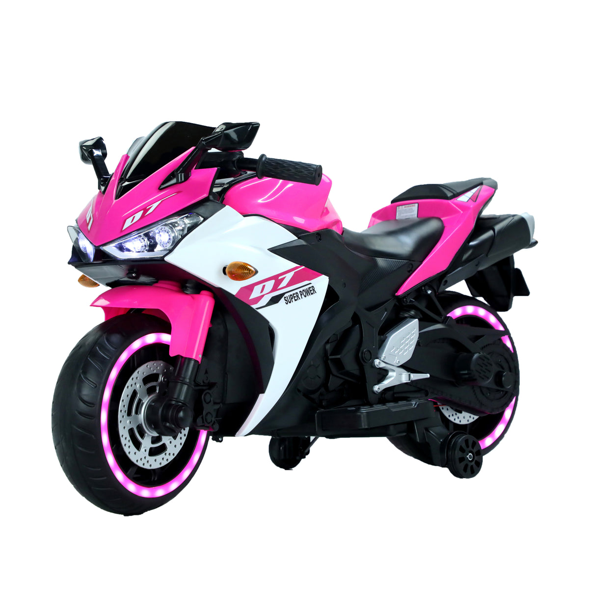 Electric motorcycle/ 12V Kids toys motorcycle/Kids electric car/electric ride on toys  for  3 4 5 6 years Boys Girls with Training  Wheels/manual throttle/ drive by hand/Lighting  wheels