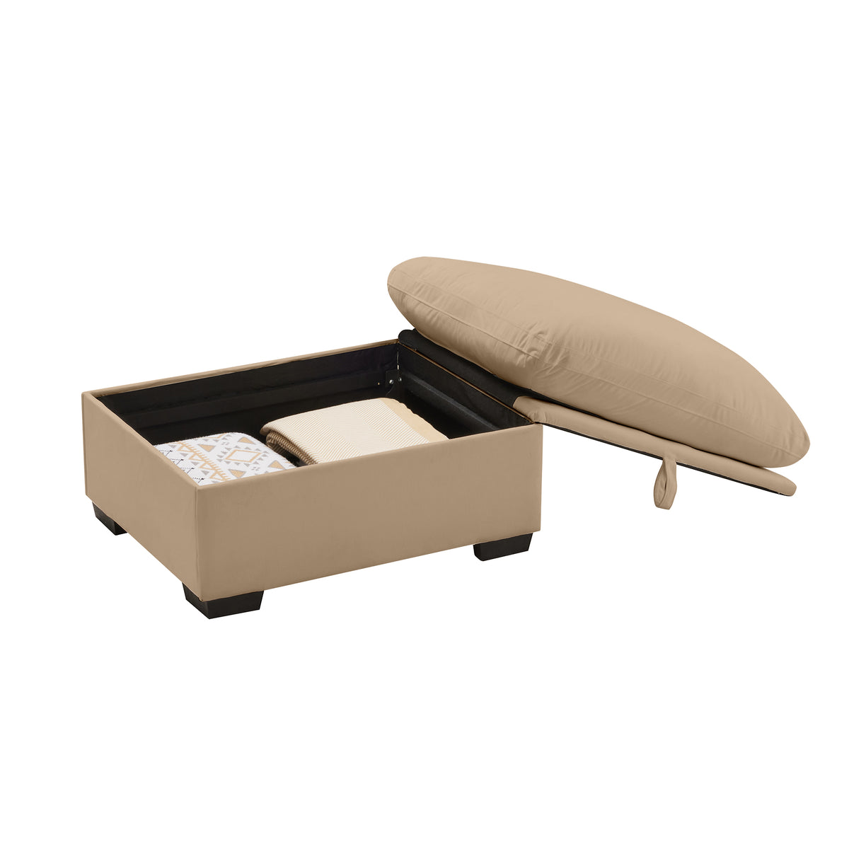 Cloudies Storage Ottoman  Tan Velvet