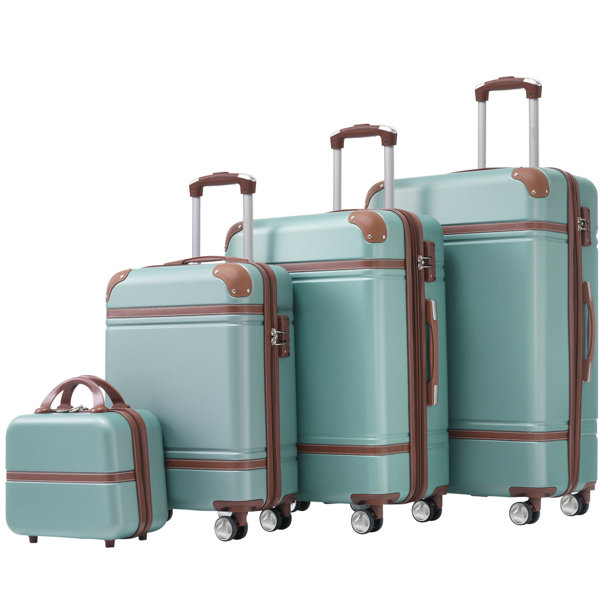 Hardshell Luggage Set 4 Pieces with TSA Lock, Lightweight ABS, Green