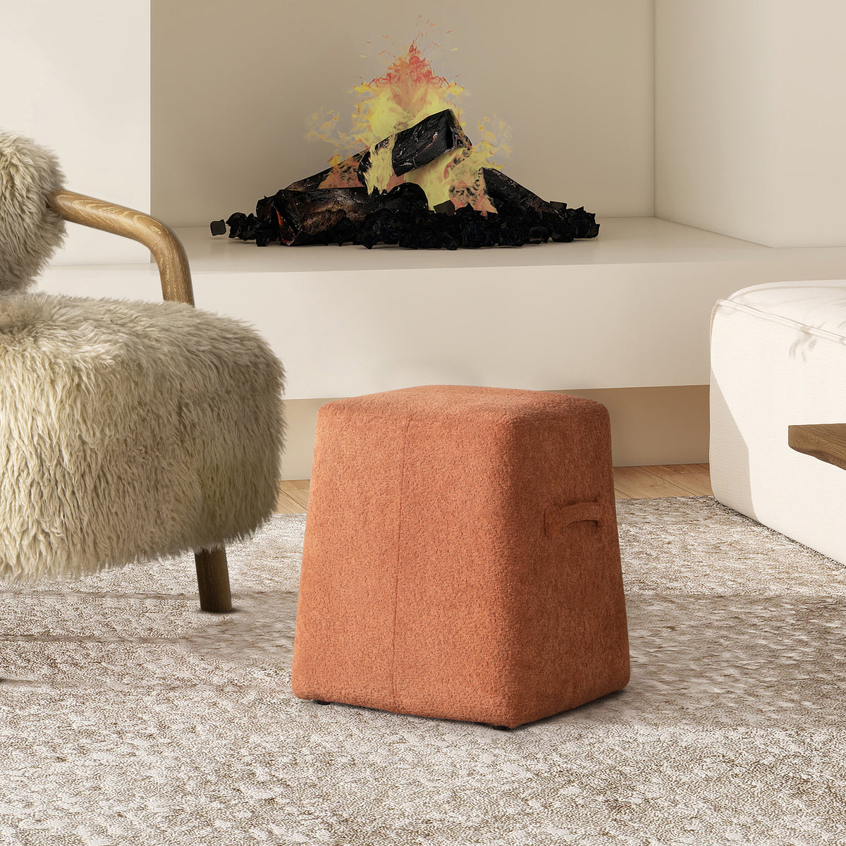 Clyde 14' Tapered Square Upholstered Ottoman, Spice Orange